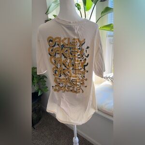 Oakley White and Gold Short Sleeve Tee